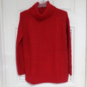 Croft & Barrow Women's Cable Knit Turtleneck Sweater Christmas Red Size S‎ New!